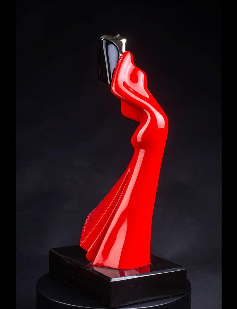 David Hostetler Bronze Dancer Ferrari Red Automotive Paint Female Movement For Sale 2