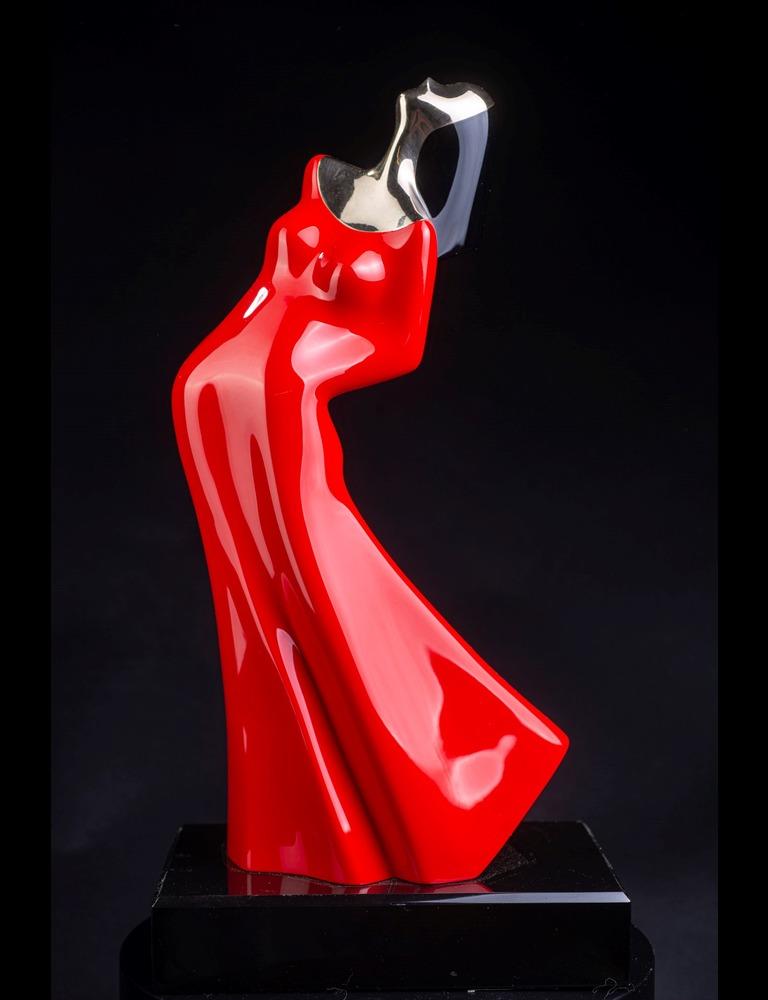 David Hostetler Bronze Dancer Ferrari Red Automotive Paint Female Movement For Sale 3