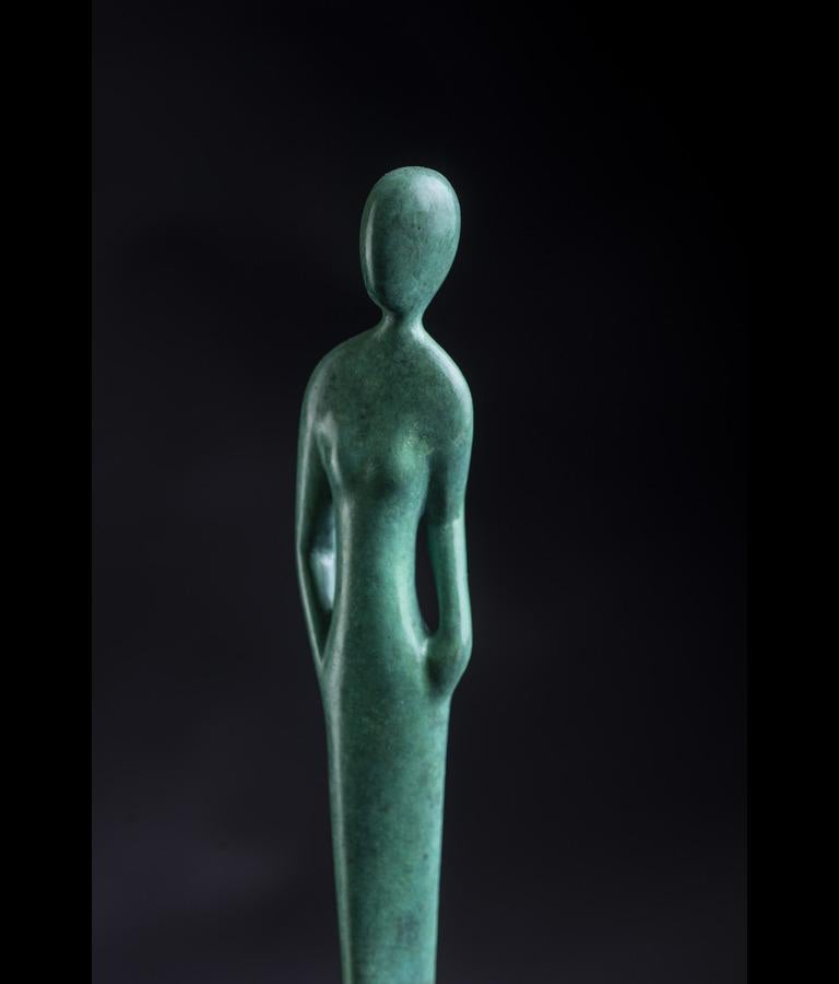 David Hostetler Bronze Sculpture Figurative Green Full Figure Small For Sale 2