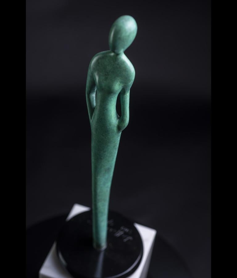 David Hostetler Bronze Sculpture Figurative Green Full Figure Small For Sale 4