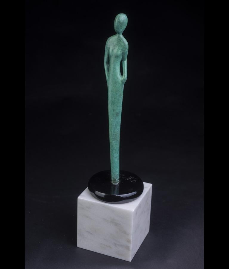 David Hostetler Bronze Sculpture Figurative Green Full Figure Small For Sale 5