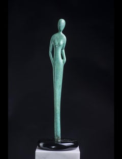 David Hostetler Bronze Sculpture Figurative Green Full Figure Small