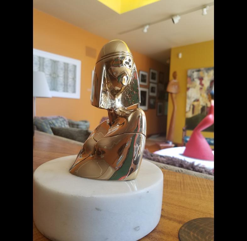 David Hostetler Sculpture Bust Female Polished Bronze Art Deco Commission Only For Sale 2
