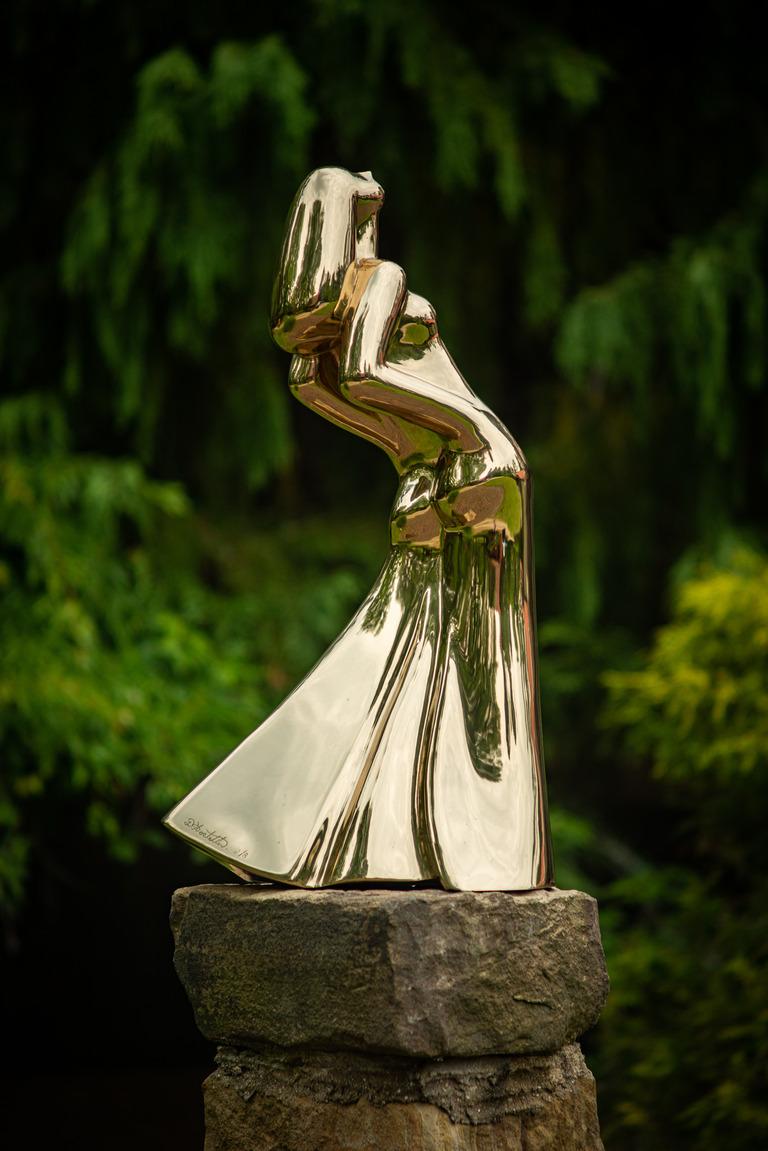 David Hostetler Dancer Gold Shiny Flowing Female Woman Figure For Sale 3