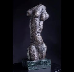 David Hostetler Torso Sculpture Bronze Nude Mid Century Figurative Brown