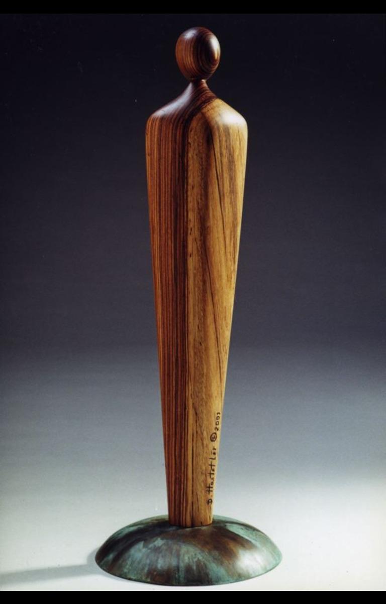 David Hostetler Carved Zebra Wood Sculpture Beige Contemporary Figurative Exotic For Sale 1