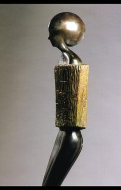 David Hostetler  Bronze Dark Brown Abstract Figurative Female Frontal Commission