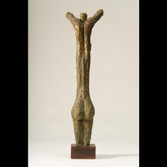 David Hostetler Figurative Sculpture Torso Gold Plaster Midcentury Rough Surface