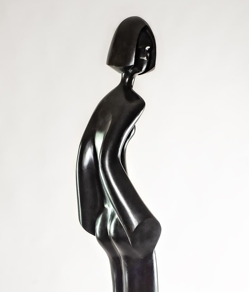 Mujer, Negro, Abstracto, Giro, Danza, Vestido, Art Decó, Jardín, Por Encargo - Sculpture de David Hostetler
