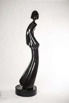 Donna, Nero, Astratto, Torsione, Danza, Abito, Art Deco, Giardino, Su commissione