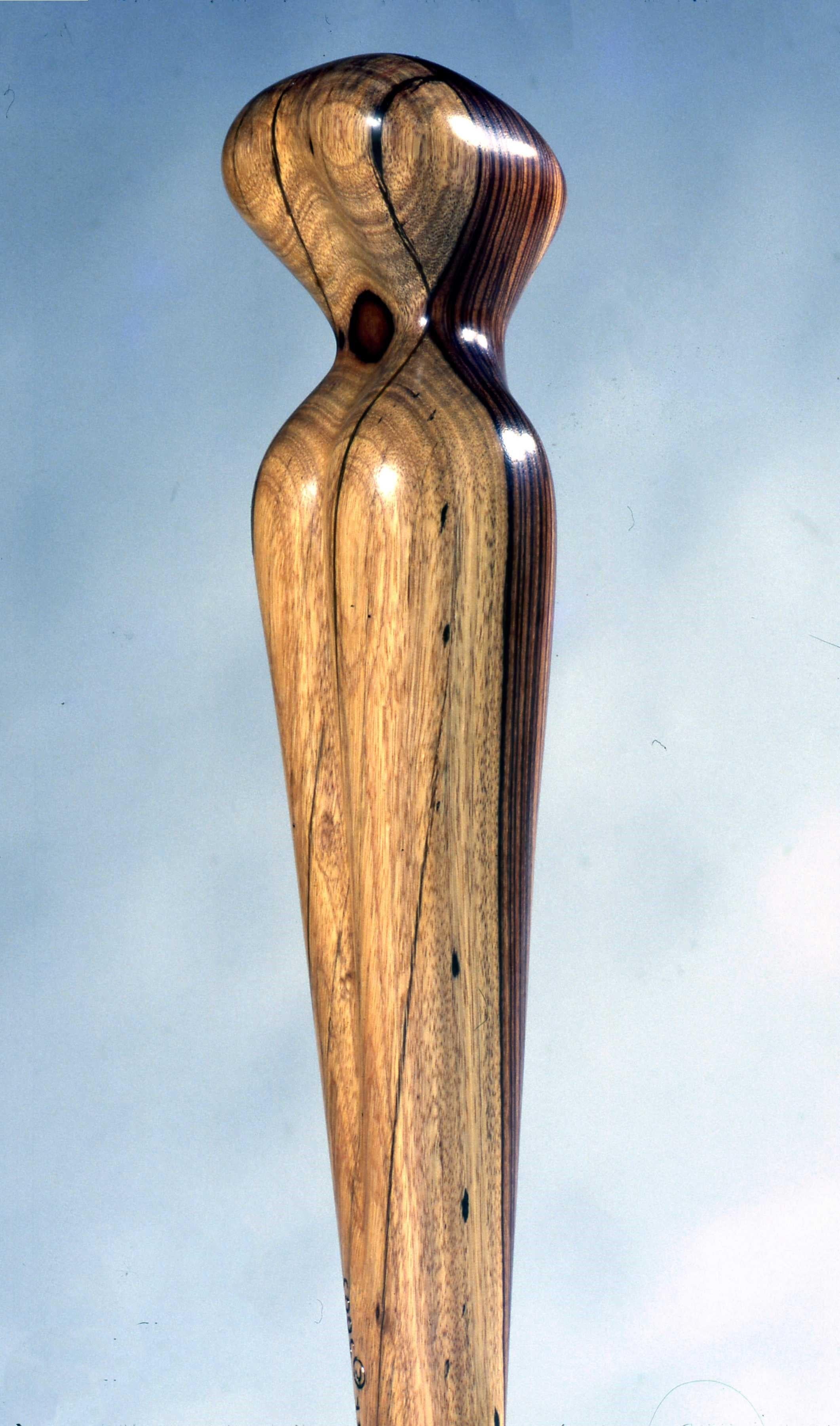 Zebrawood Torso Beige Totemic Classical Woodgrain Esotico Raro - Sculpture di David Hostetler