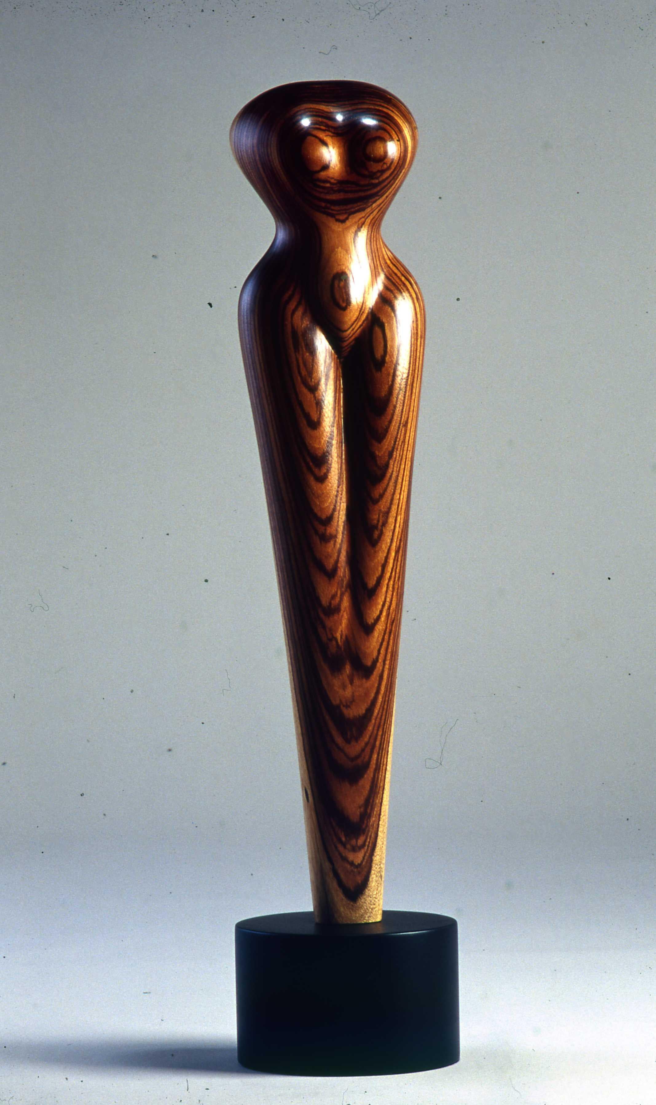 Abstract Sculpture di David Hostetler - Zebrawood Torso Beige Totemic Classical Woodgrain Esotico Raro
