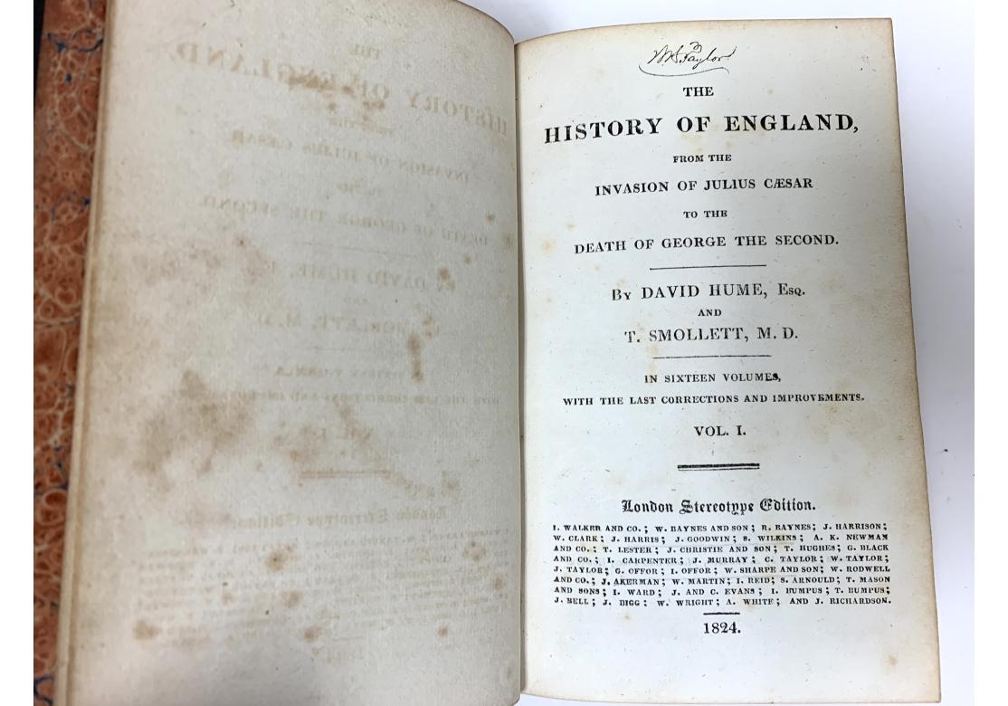 19th Century David Hume & T. Smollett, The History Of England, 16 Vols., London 1824 For Sale