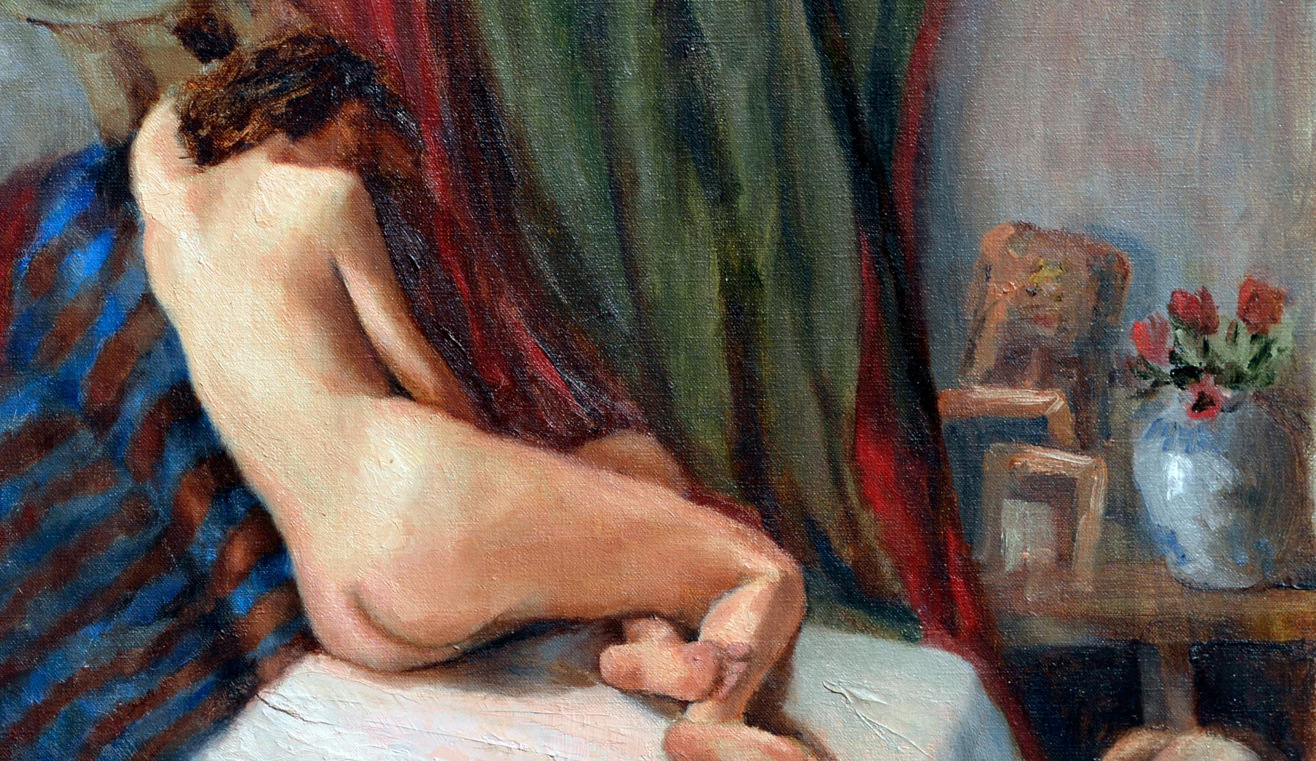 Figura di nudo reclinato in olio su lino - Painting Impressionismo di David Hunt