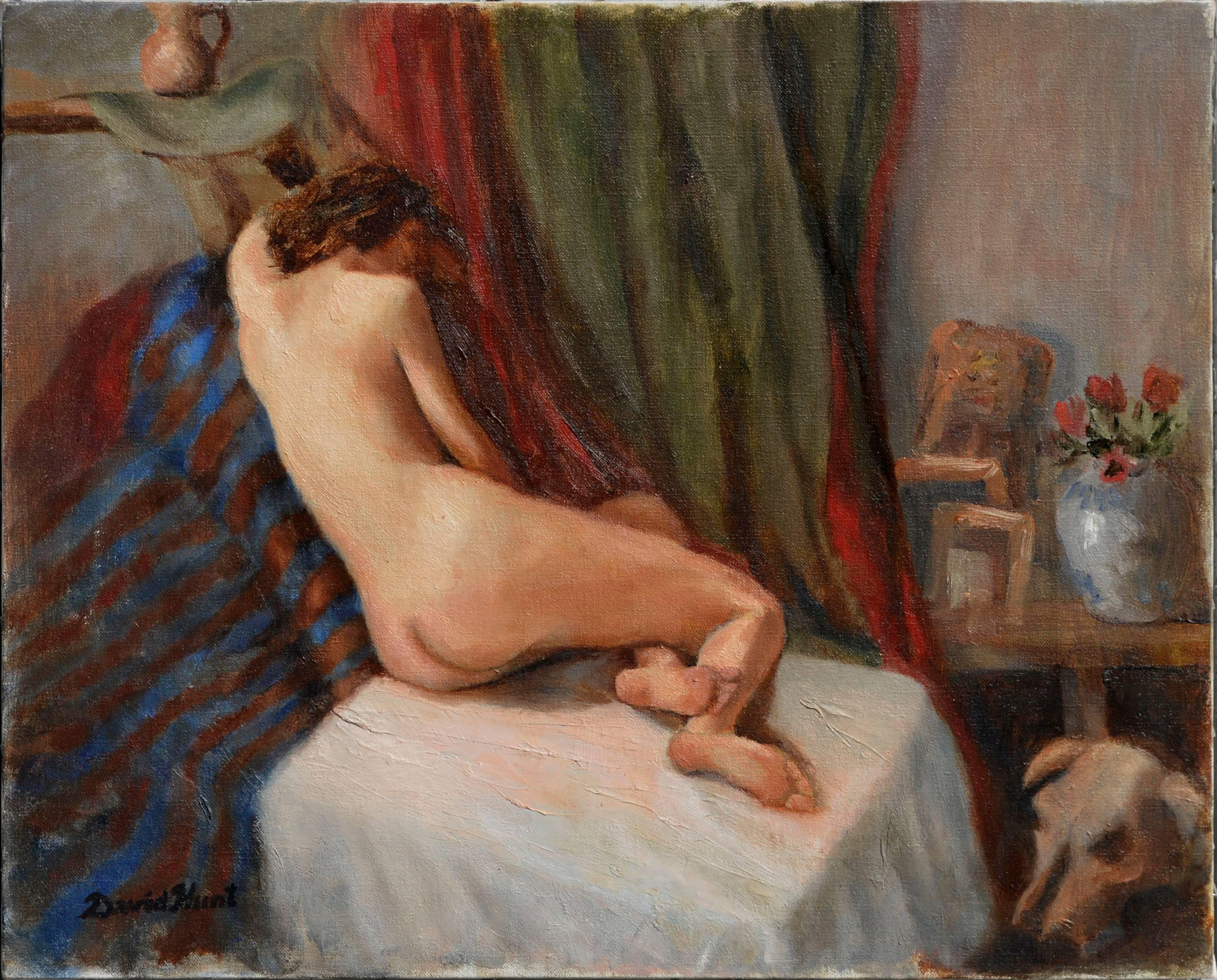 Figura di nudo reclinato in olio su lino