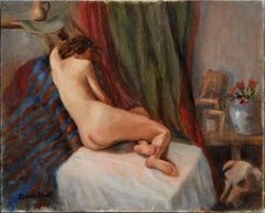 Nu couché à l'huile sur lin