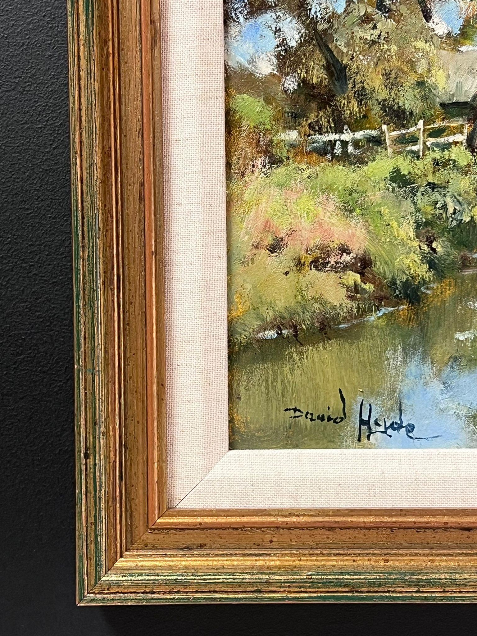 English Impressionist Signiertes Ölgemälde Water MIll House in Summer Meadows im Angebot 1
