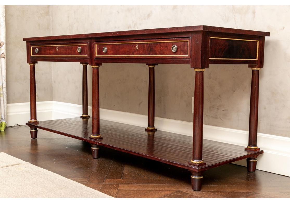 David Iatesta Brighton Mahogany Console Table In Distressed Condition For Sale In Bridgeport, CT