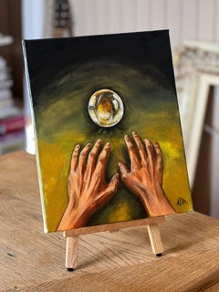 Kristallkugel - Zeitgenössisches realistisches Acryl-Handporträt-Gemälde
