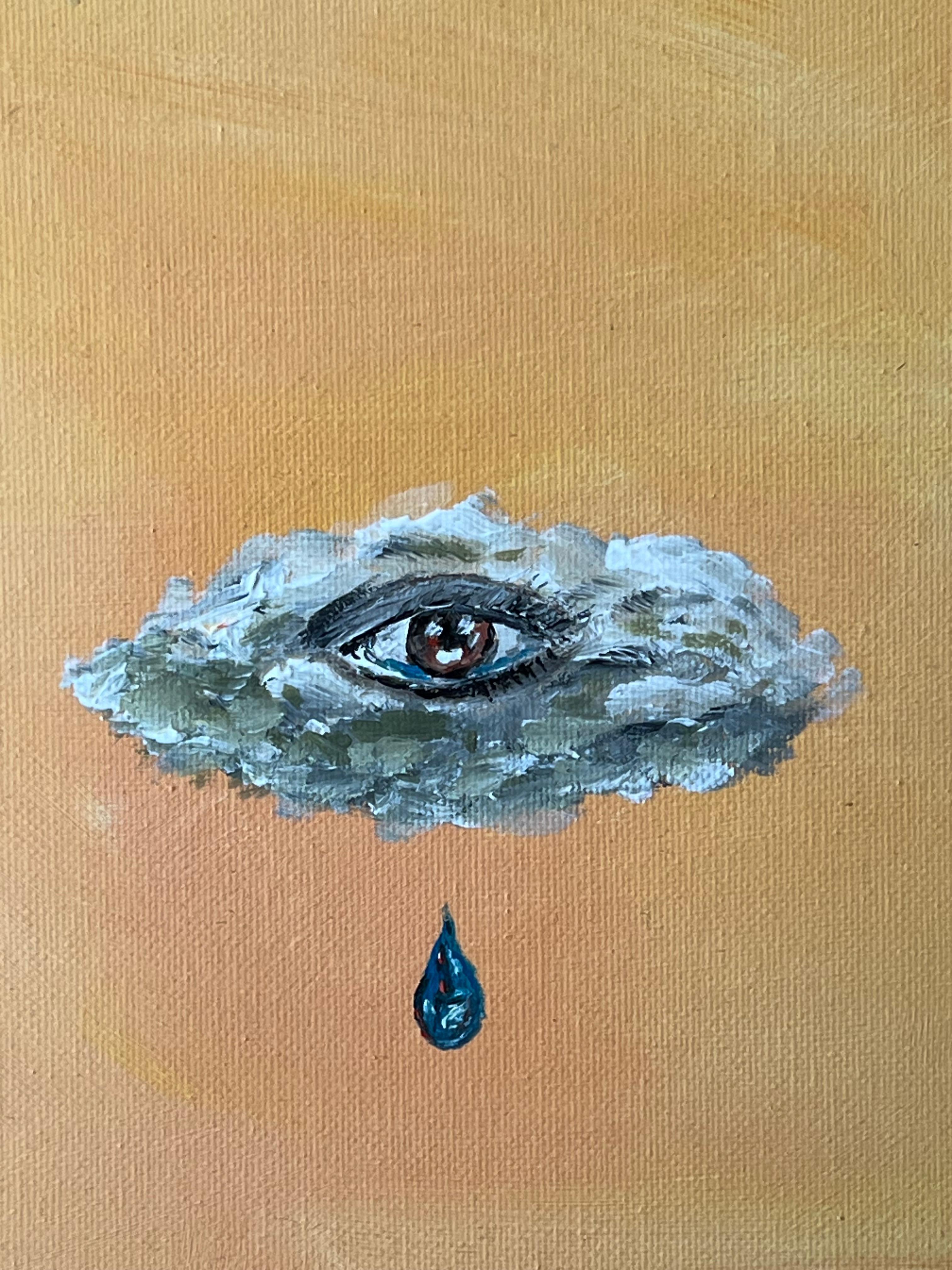 „Tears Of Joy“ realistisches, schickes, elegantes, mystisches Porträt-Acrylgemälde mit mystischem Auge im Angebot 5