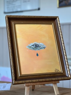 Tears of Joy – Contemporary Realist Acrylic Eye Portrait Painting, Blue, Yellow