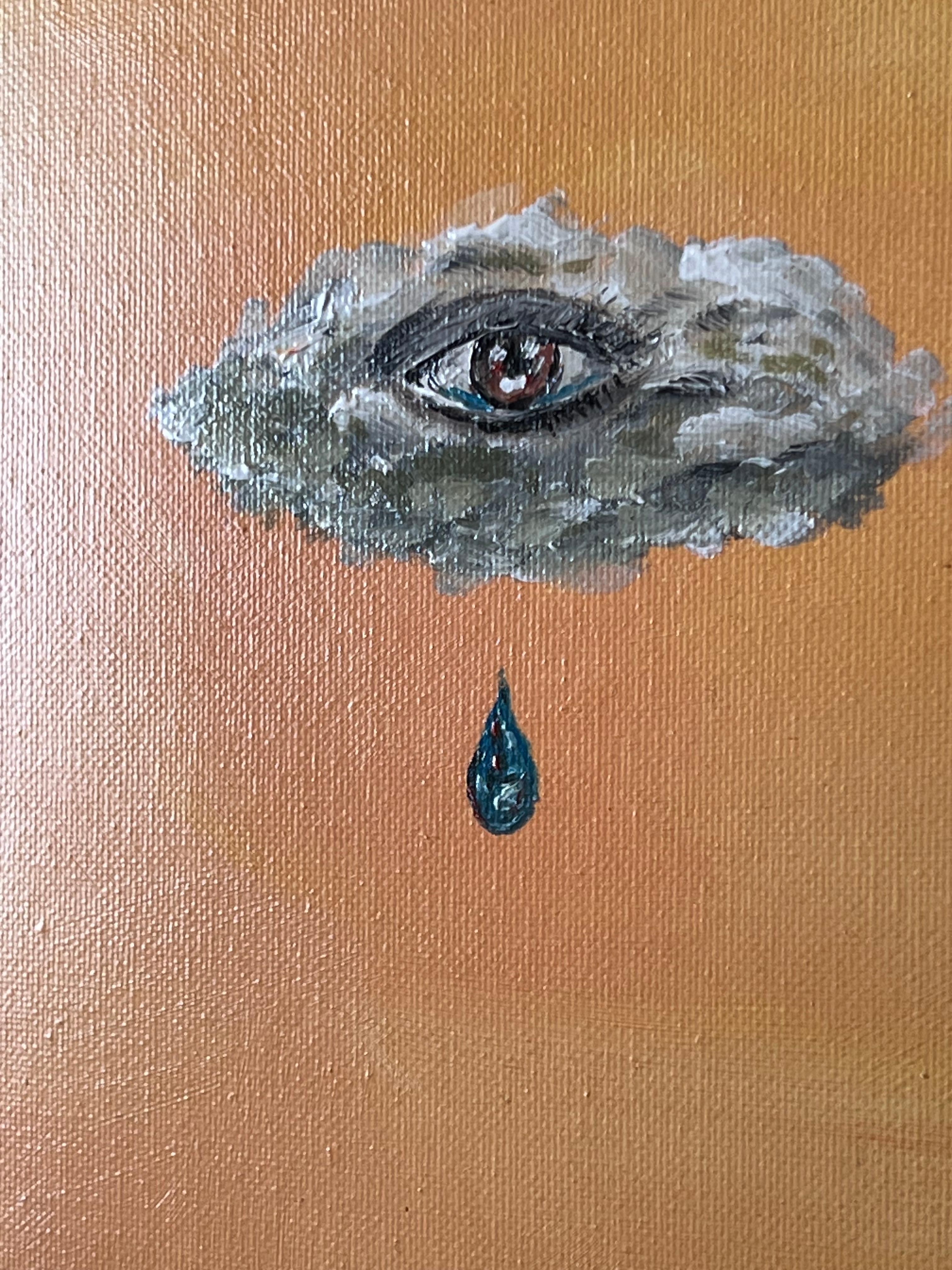 „Tears Of Joy“ realistisches, schickes, elegantes, mystisches Porträt-Acrylgemälde mit mystischem Auge im Angebot 2