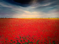 Poppy Field:  Large Landscape Oil Painting
