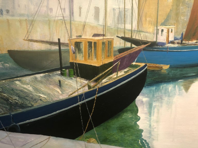 Tranquil Harbour. Large Contemporary Landscape Oil Painting For Sale 2