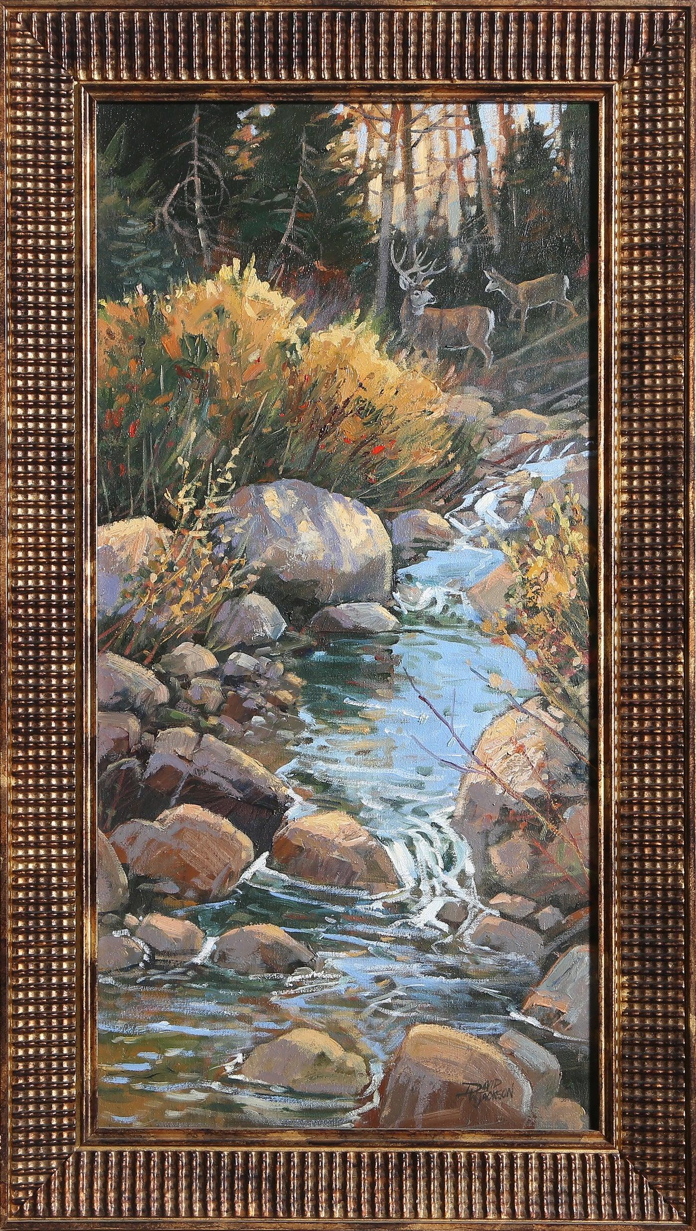 Deer Crossing Creek, Oil Painting by David Jackson