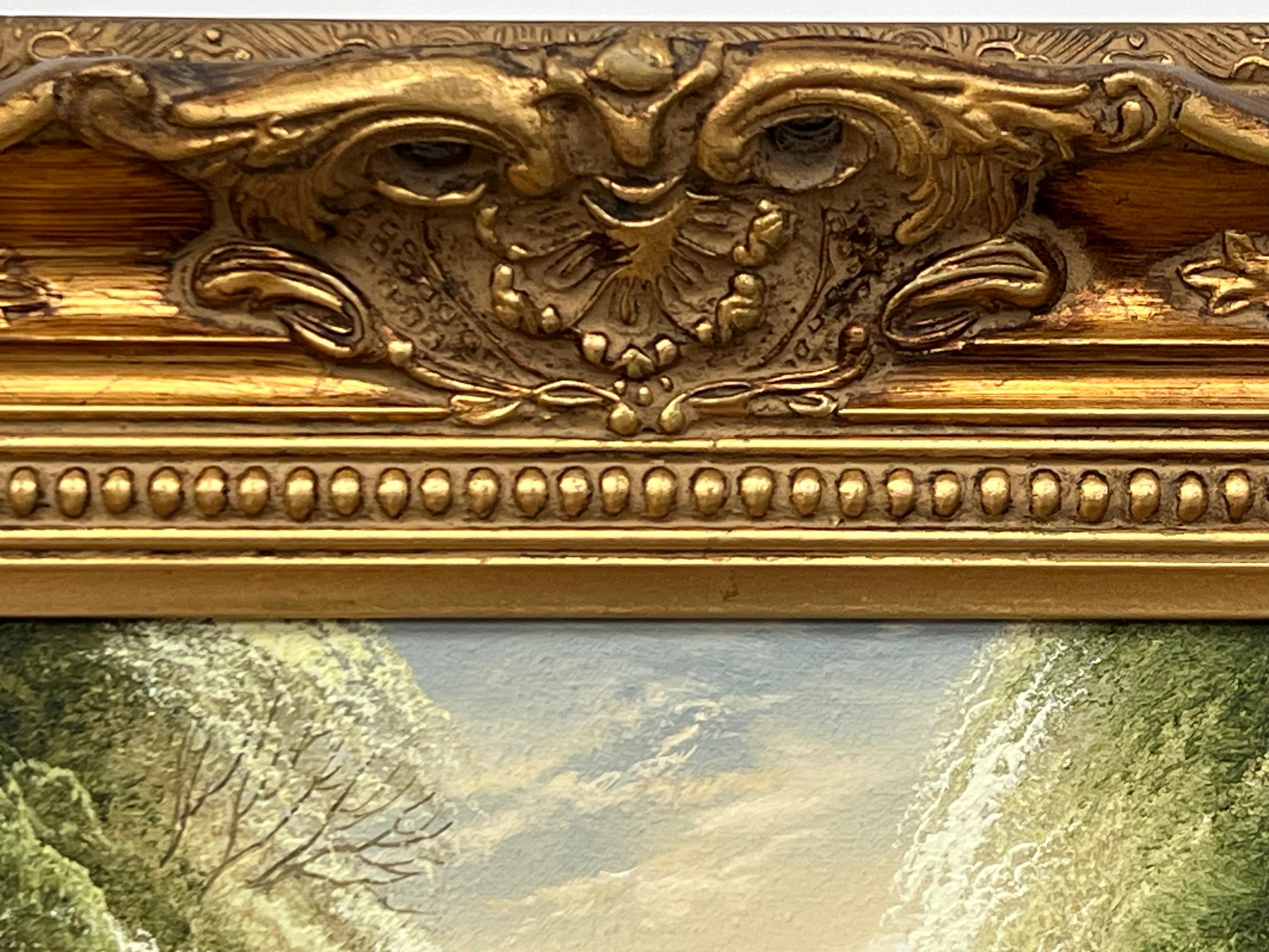 Serenity over the Bridge - Lake Scene with Lush Green Trees by British Artist im Angebot 2