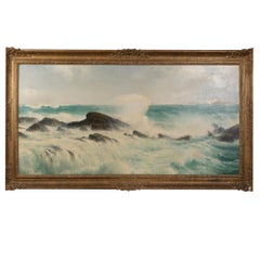 David James Oil on Canvas "The tide coming in on the Cornish coast"