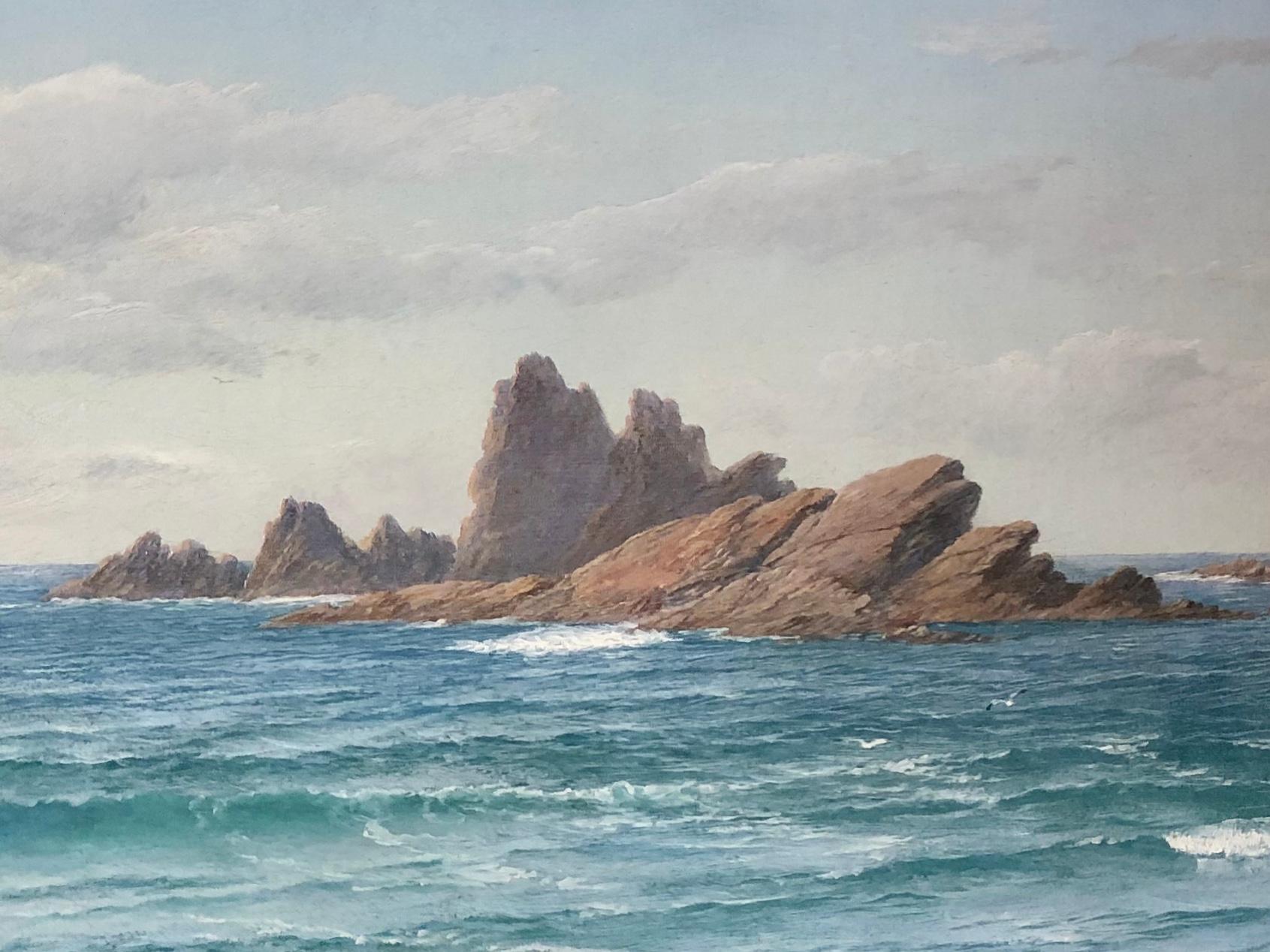 Armed Knight Rocks, Landsend Cornwall - Victorian Painting by David James