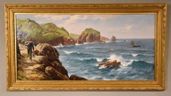 Peinture à l'huile de David James "A Cornish Coastal View" (Vue de la côte de Cornish)