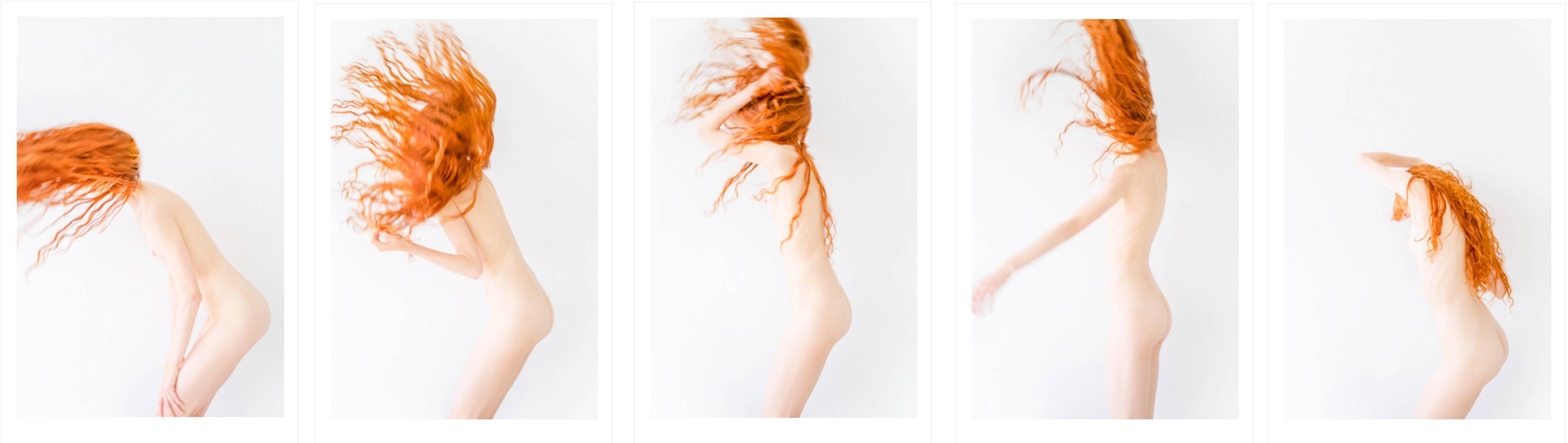 RED!. Polyptych  #1-7-6-4-12 . Nude photography in color.