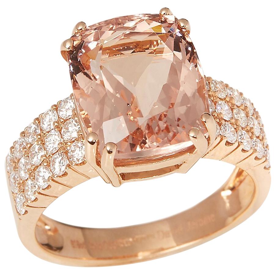 David Jerome 18 Karat Rose Gold Morganite and Diamond Ring