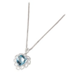 David Jerome Pendentif en or blanc 18 carats avec aigue-marine et diamants