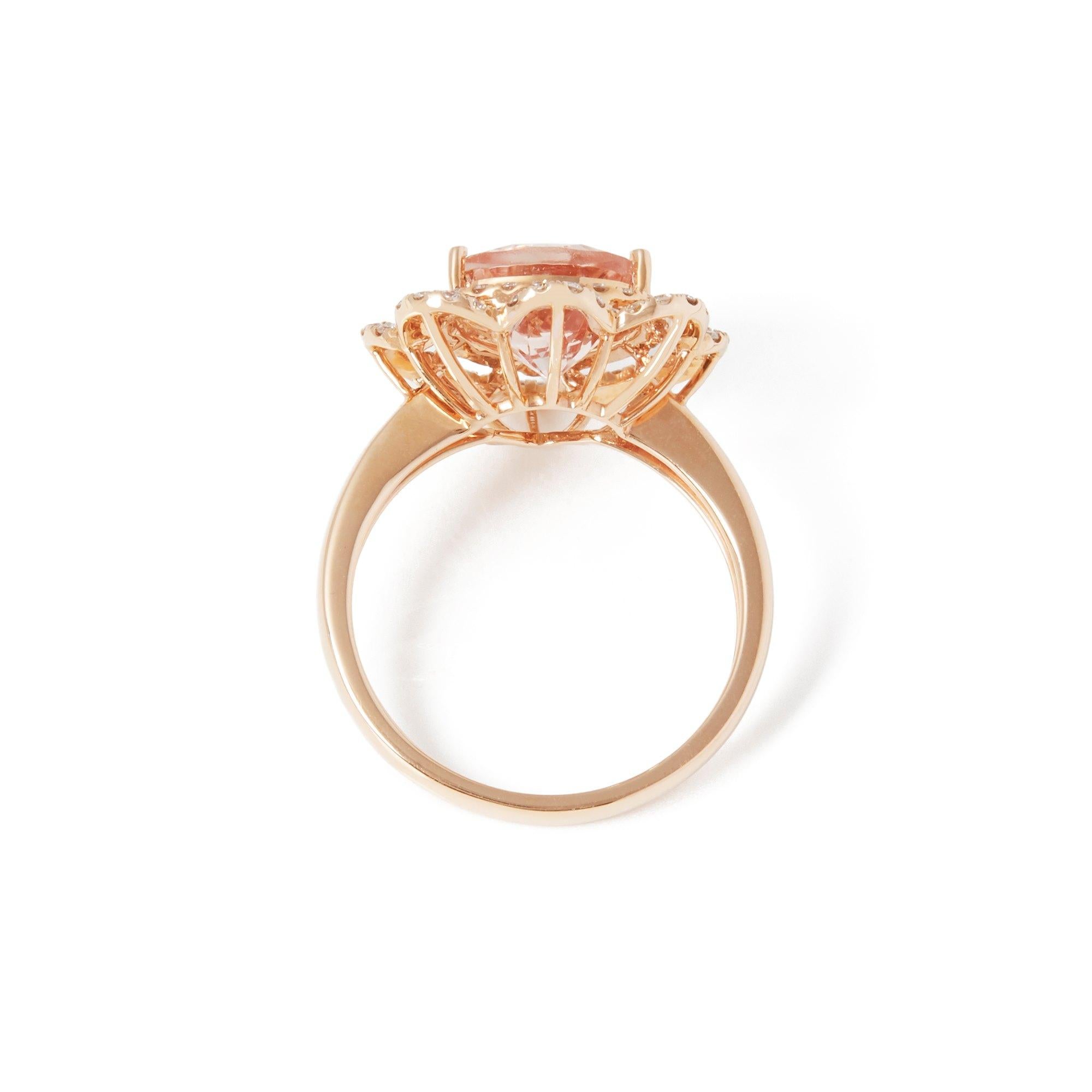 Art Deco David Jerome 18 Karat Rose Gold Morganite and Diamond Ring For Sale