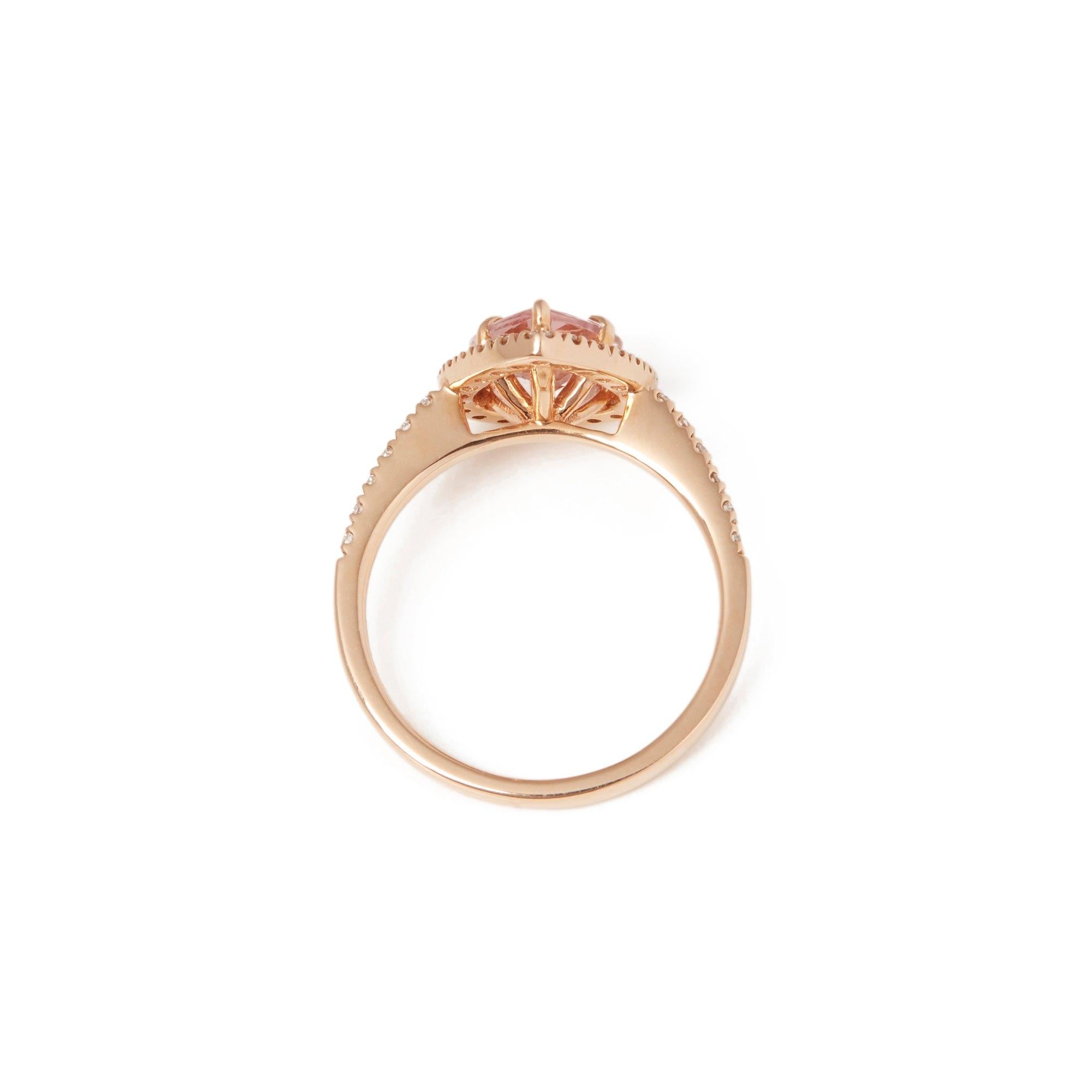 Women's Certified 1.84ct Pear Cut Morganite and Diamond 18ct gold Ring