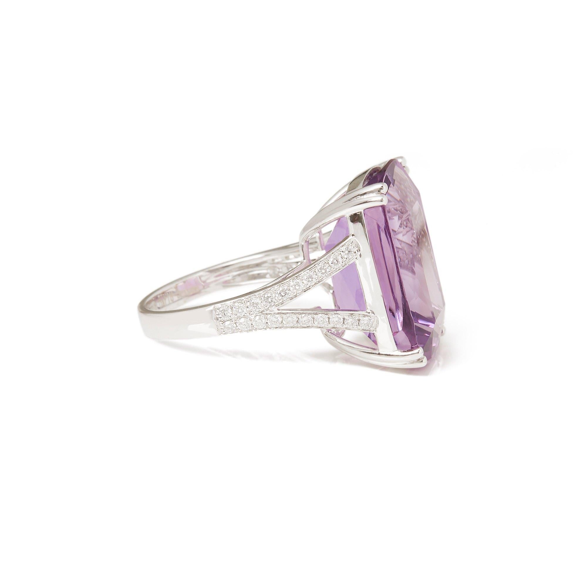 Contemporary David Jerome 18 Karat White Gold Amethyst and Diamond Ring For Sale