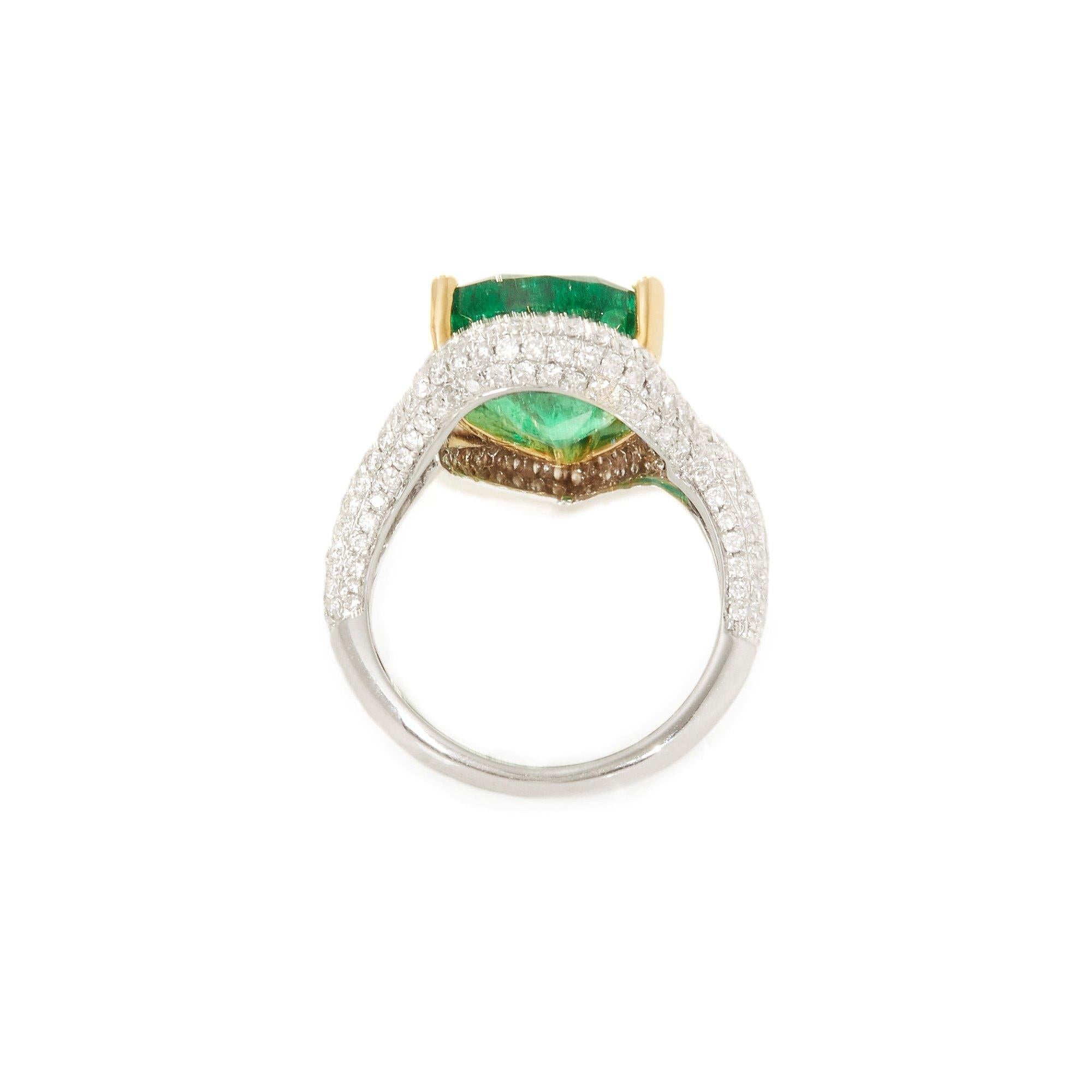 Contemporary David Jerome 18 Karat White Gold Emerald and Diamond Ring For Sale