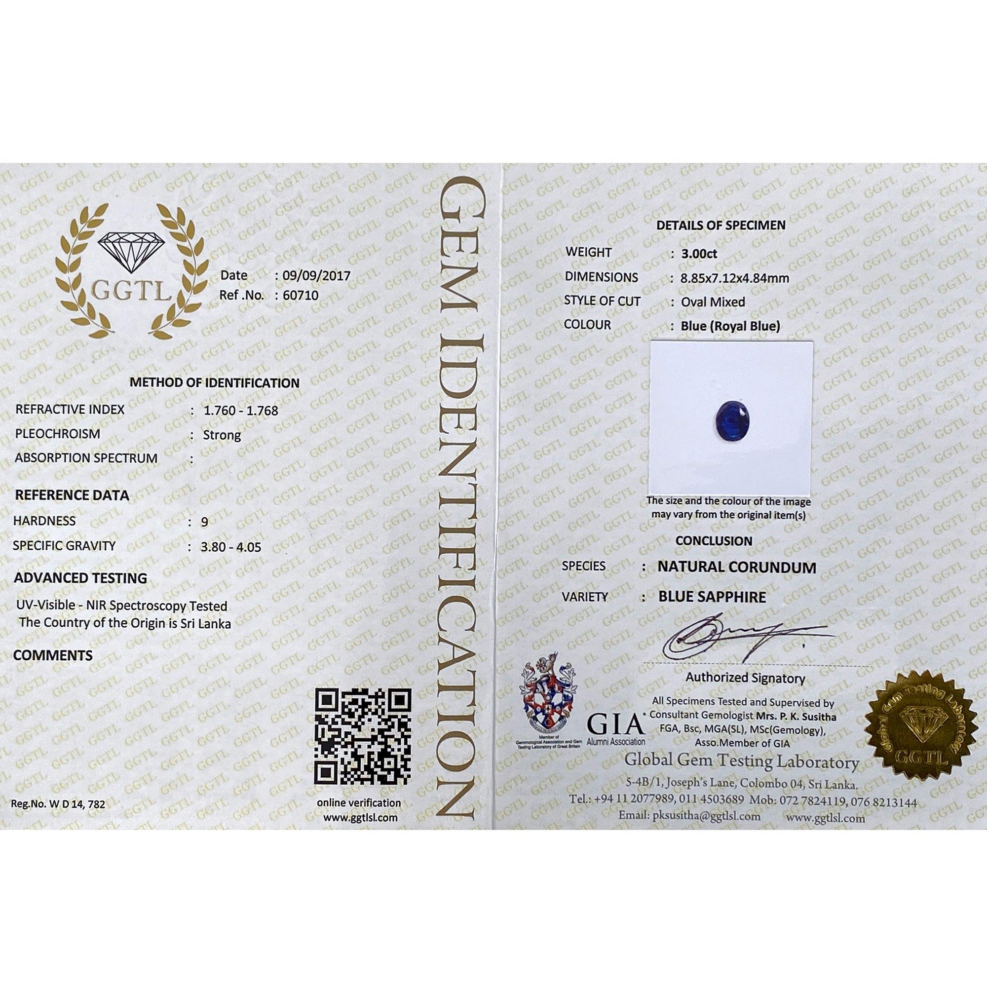 18 Karat Goldring mit zertifiziertem 3 Karat Saphir und Diamant im Angebot 1