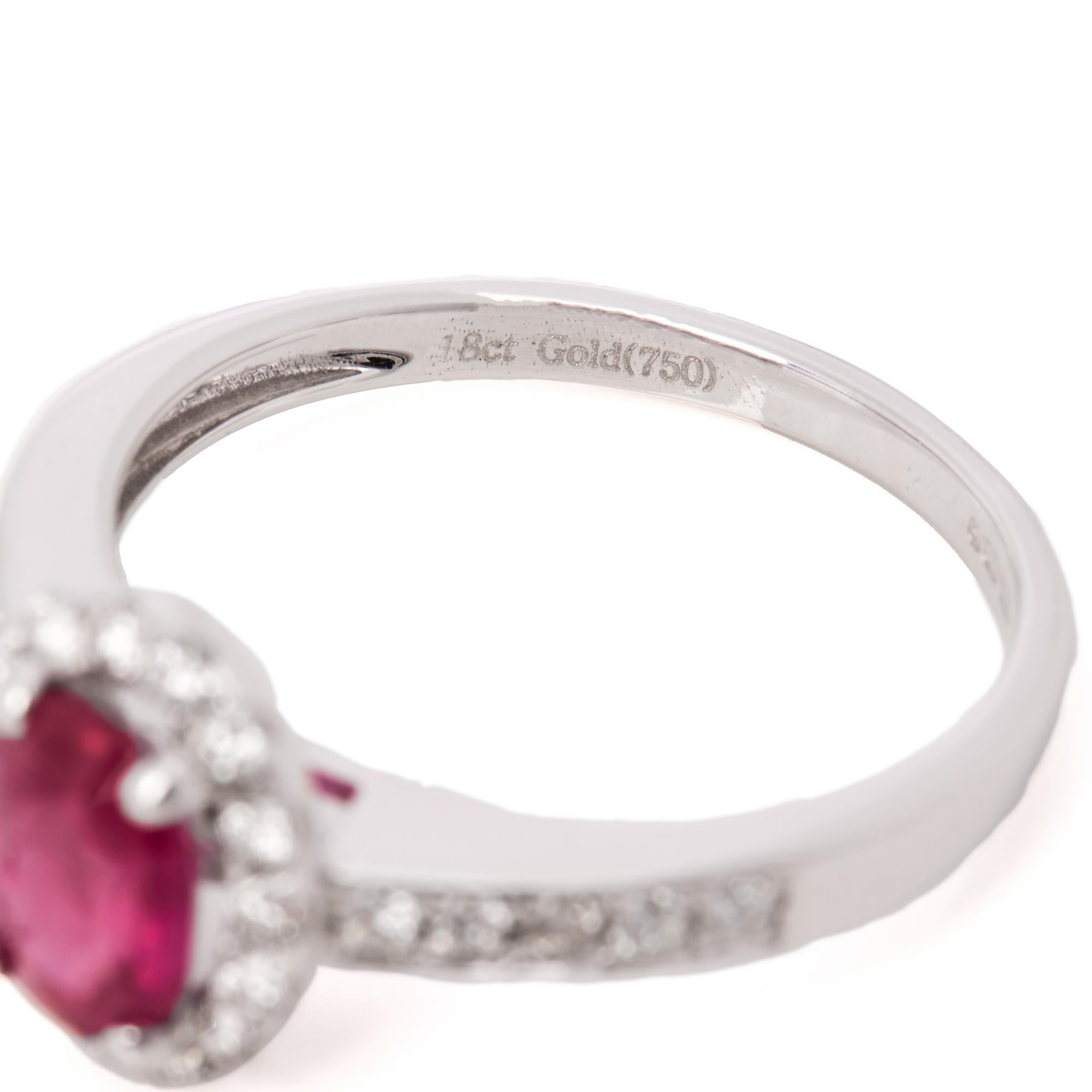 David Jerome Certified 1.17ct Oval Cut Ruby and Diamond Ring In New Condition For Sale In Bishop's Stortford, Hertfordshire