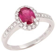 David Jerome, bague en diamants et rubis de taille ovale certifiée 1,17 carat
