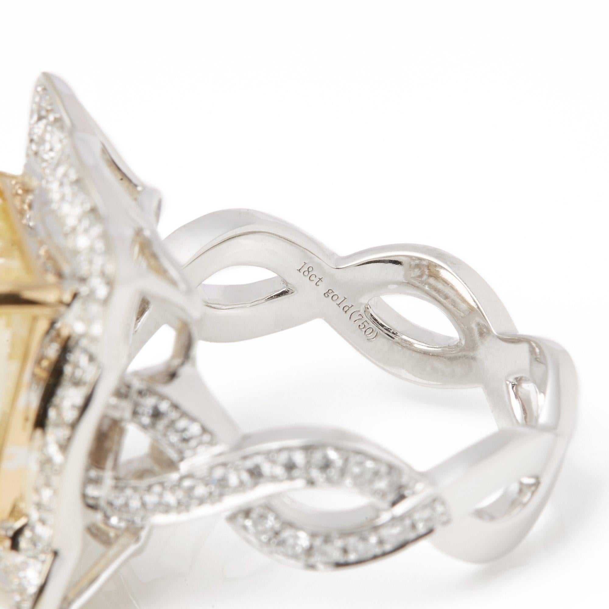 18 Karat Weißgold Gelber Saphir und Diamant Cluster-Ring für Damen oder Herren im Angebot