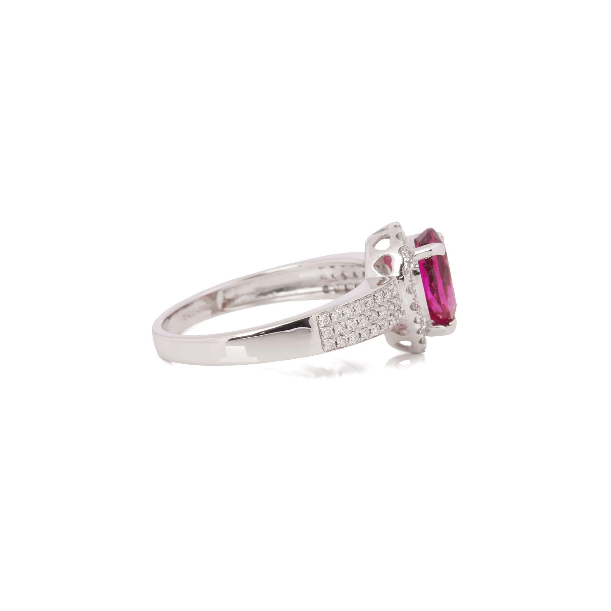 Contemporary David Jerome Certified 1.23ct Pear Cut Rubellite and Diamond Ring For Sale