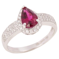 David Jerome Certified 1.23ct Pear Cut Rubellite and Diamond Ring
