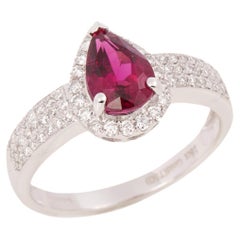 David Jerome Bague en rubellite taille poire et diamants certifiés 1,23 carat