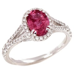 David Jerome Certified 1.44ct Oval Cut Ruby and Diamond Ring