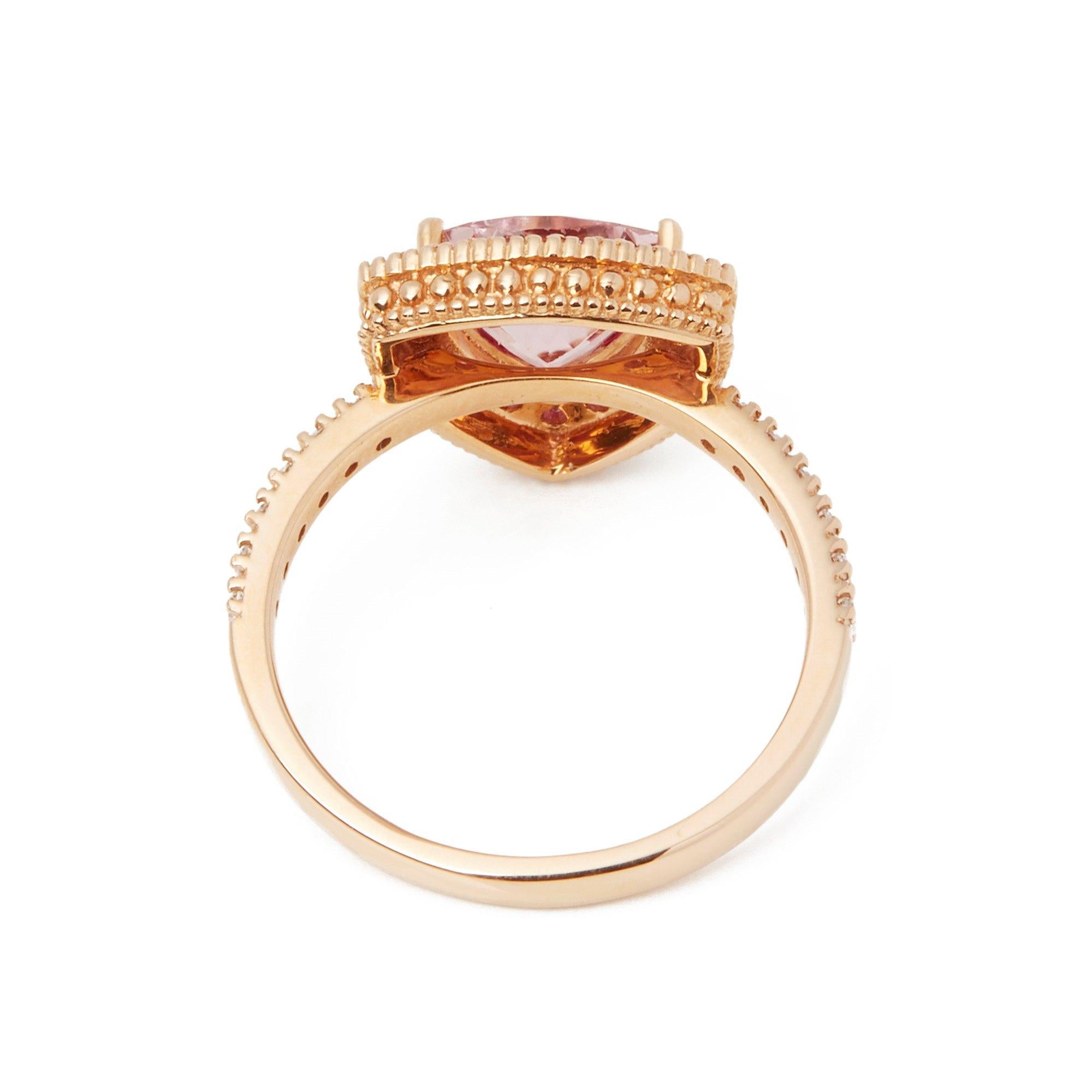 Trillion Cut 18ct Rose Gold Morganite, Diamond and Pink Sapphire Cluster Ring 