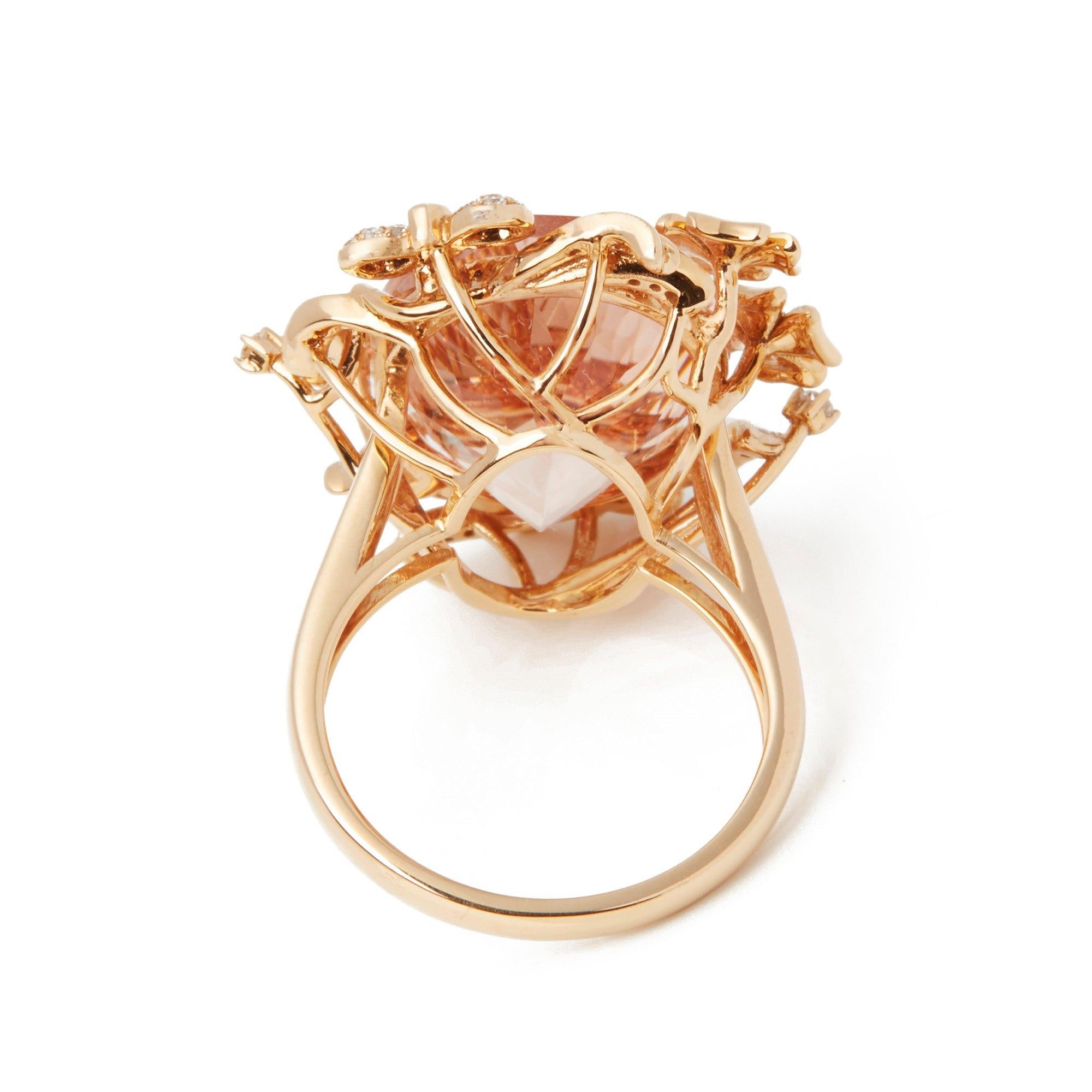 Oval Cut 18ct Rose Gold Morganite, Diamond and Pink Sapphire Cluster Ring For Sale